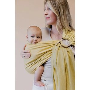 WildBird yellow linen baby ring sling